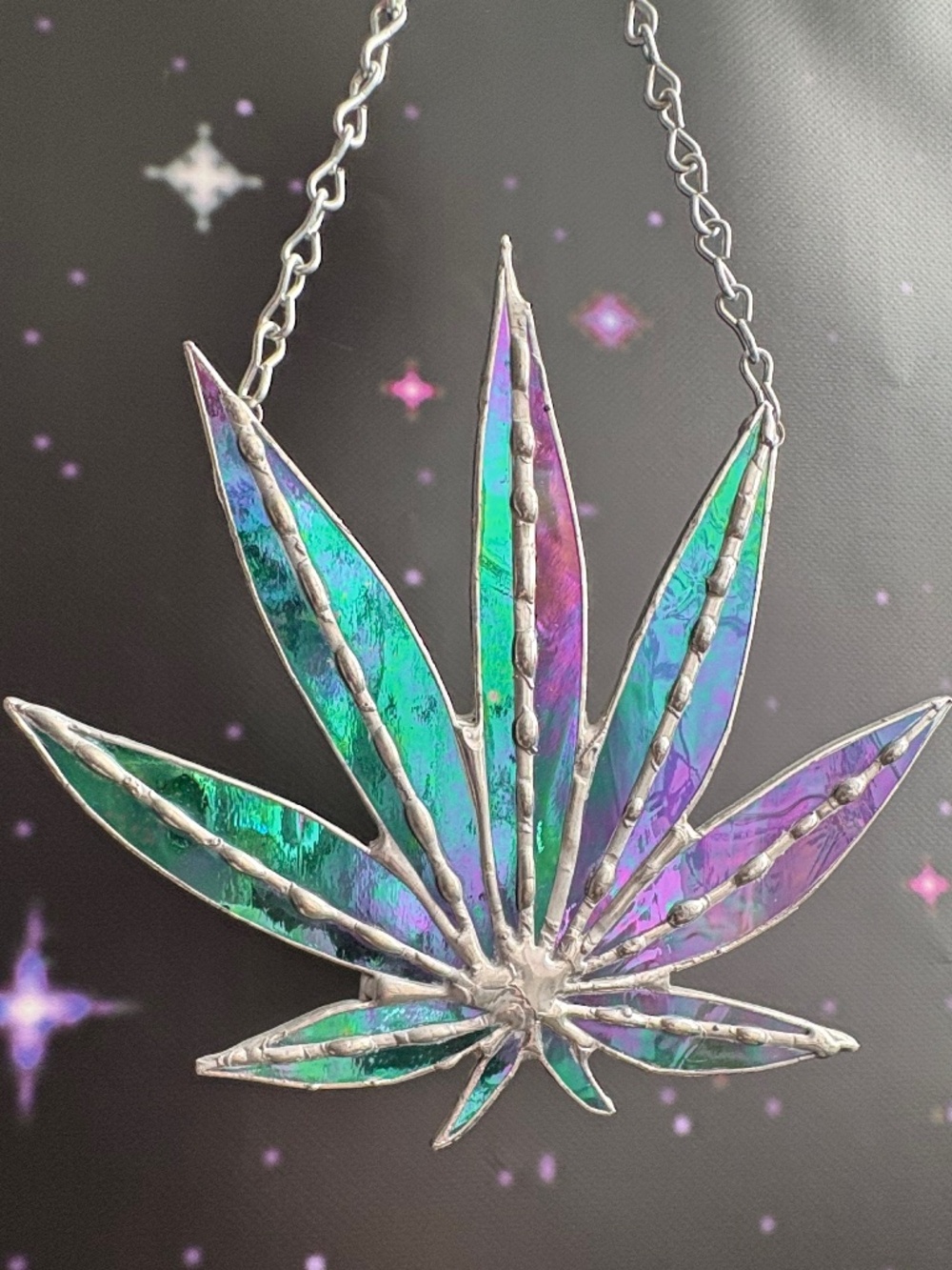 Stained Glass Leaf, window hanging